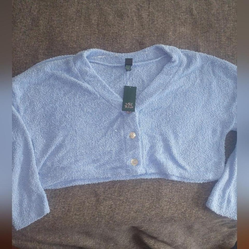 Nwt Wild Fable cropped periwinkle terry‎ cardigan sweater XXL